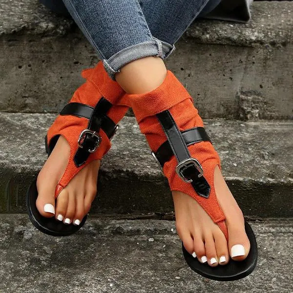 Camo Flip Flops Women's Casual Belt Buckle High Top Flat Flip-Flop Sandals 67993441S