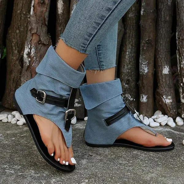 Women's Casual Belt Buckle High Top Flat Flip-Flop Sandals 67993441S $1 Flip Flops