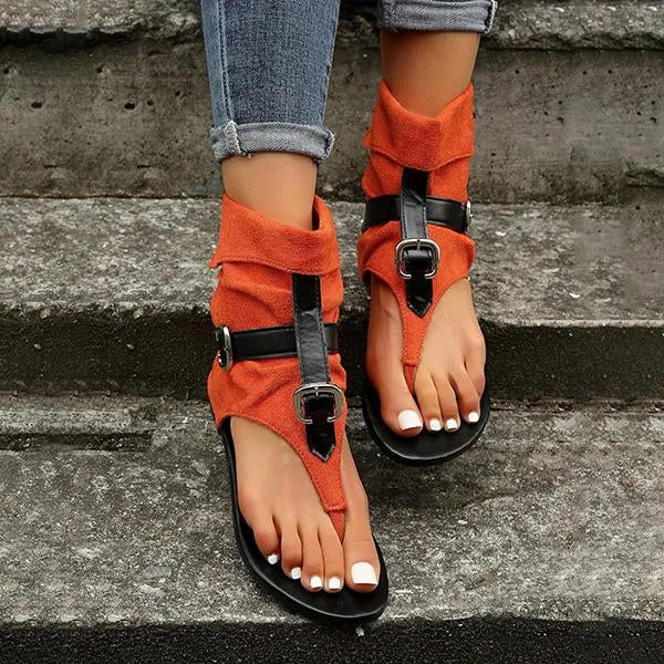 Best Flip Flops For Knee Pain Women's Casual Belt Buckle High Top Flat Flip-Flop Sandals 67993441S