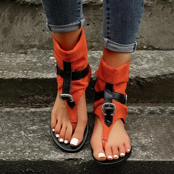 Women's Casual Belt Buckle High Top Flat Flip-Flop Sandals 67993441S Flip Flops Sustainable