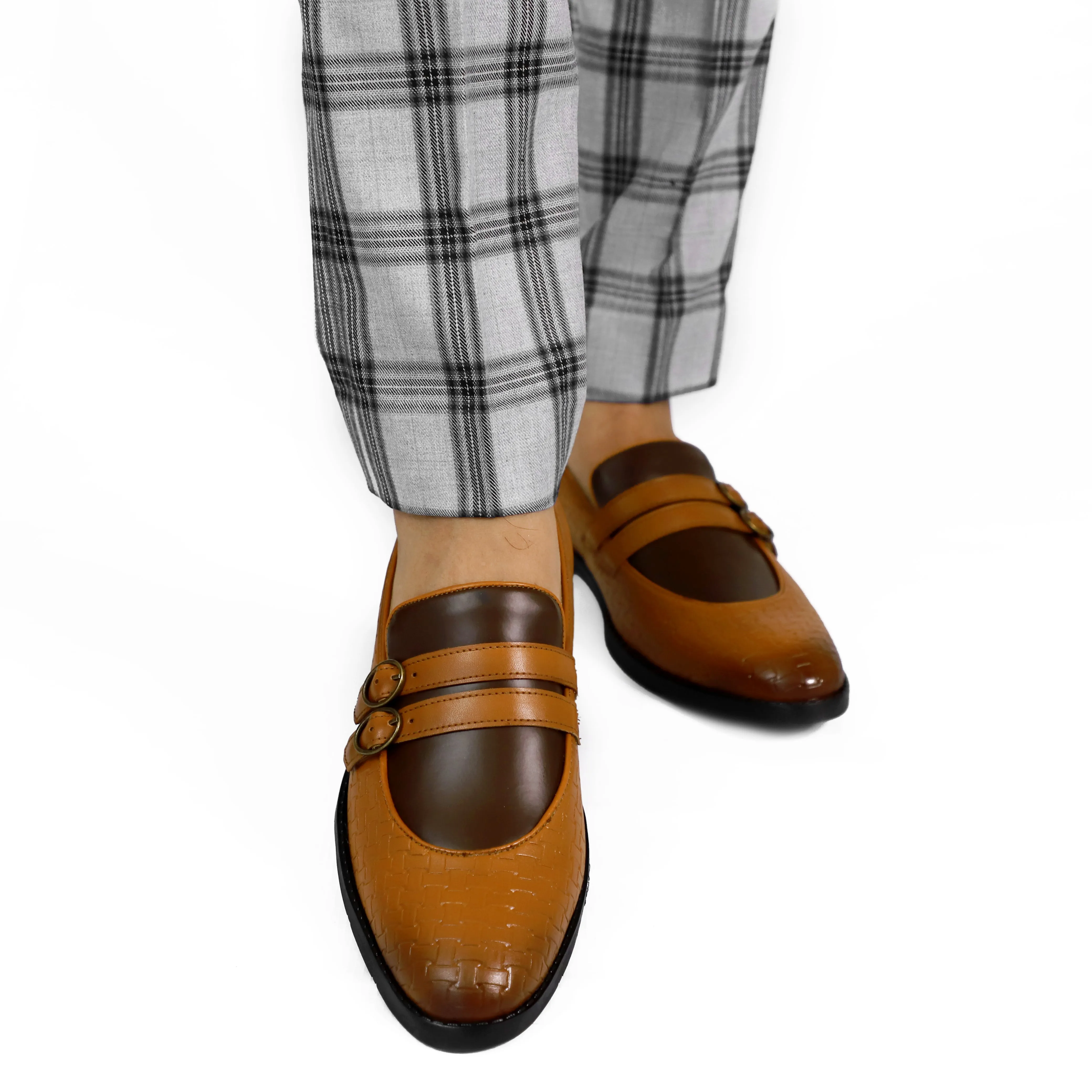 Loafers Station Albany NICHE Tan Brown Weaved Monk Loafers