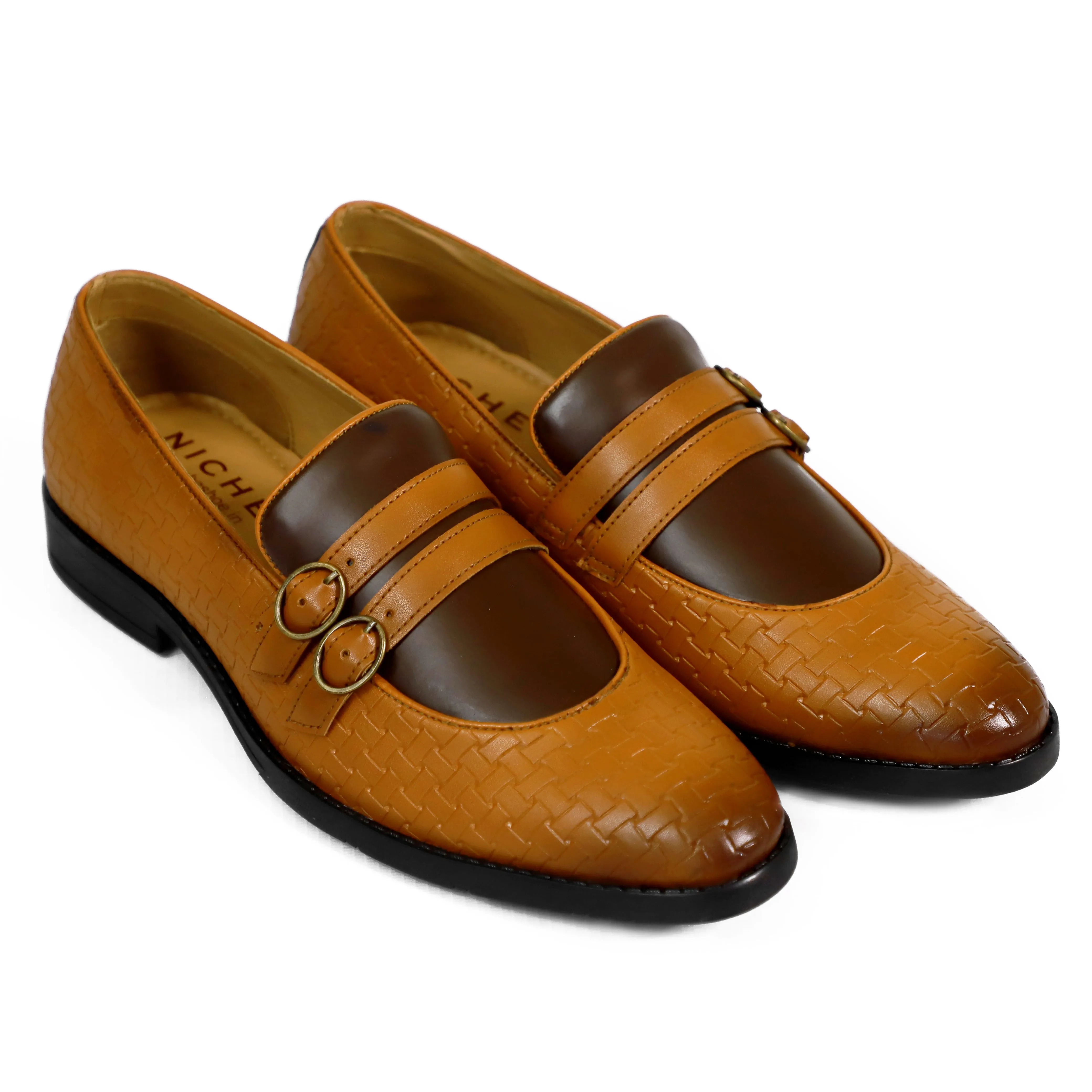 NICHE Tan Brown Weaved Monk Loafers American Eagle Loafers