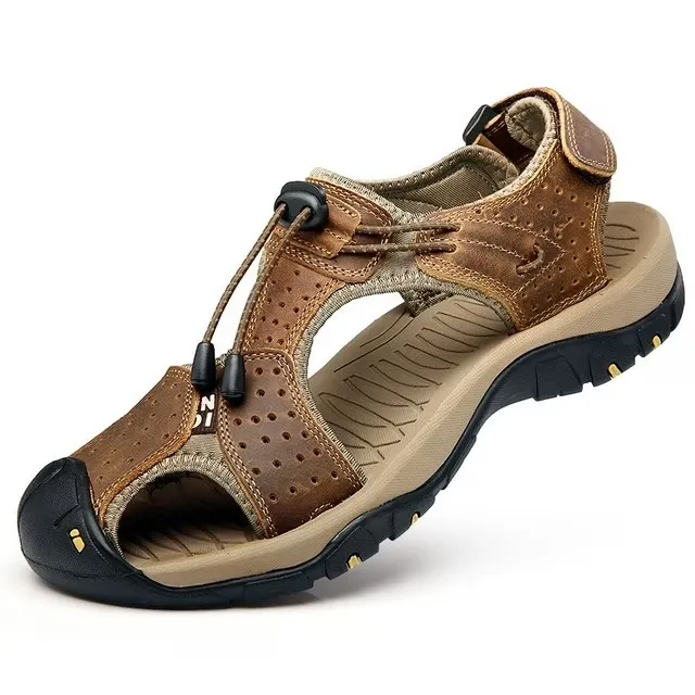 Arla Sandals Ecetana Men's Sandals Closed Toe Leather Fisherman Hiking Sandals for Men Water Shoes