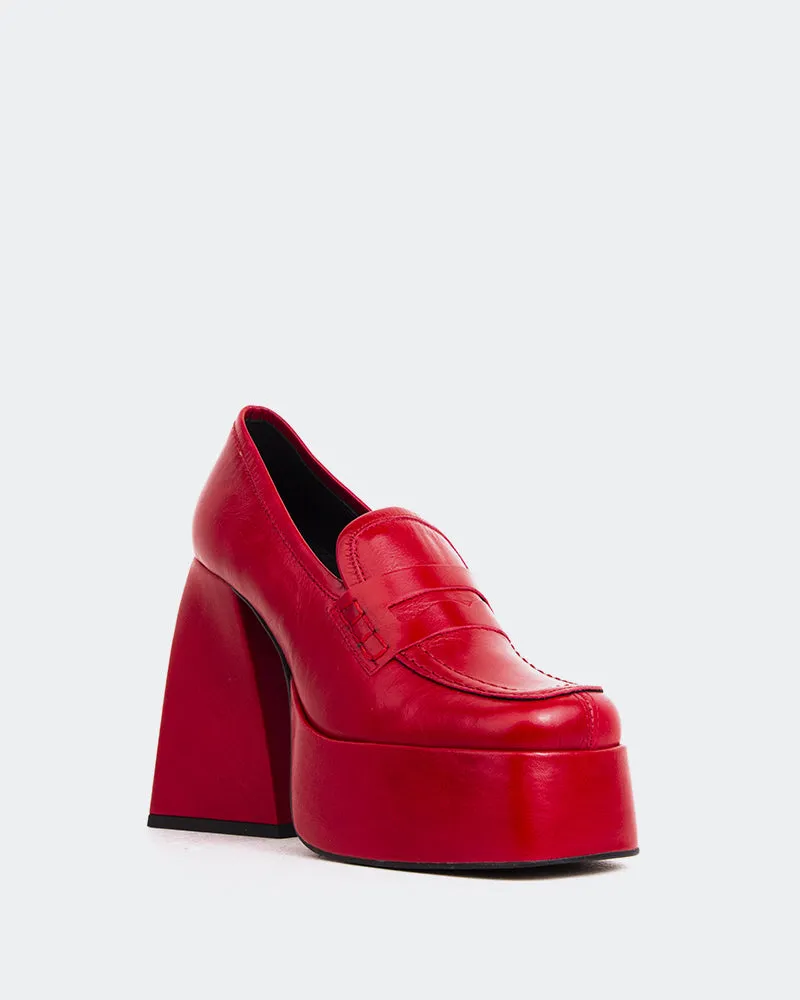 Echo Red Leather Thick Soled Loafers