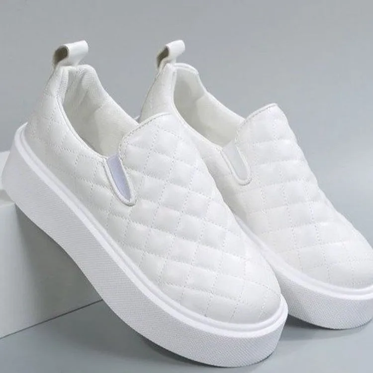 Ins Plaid Flat Shoes Women Platform Leather Shoes Flat Shoes Back Pain