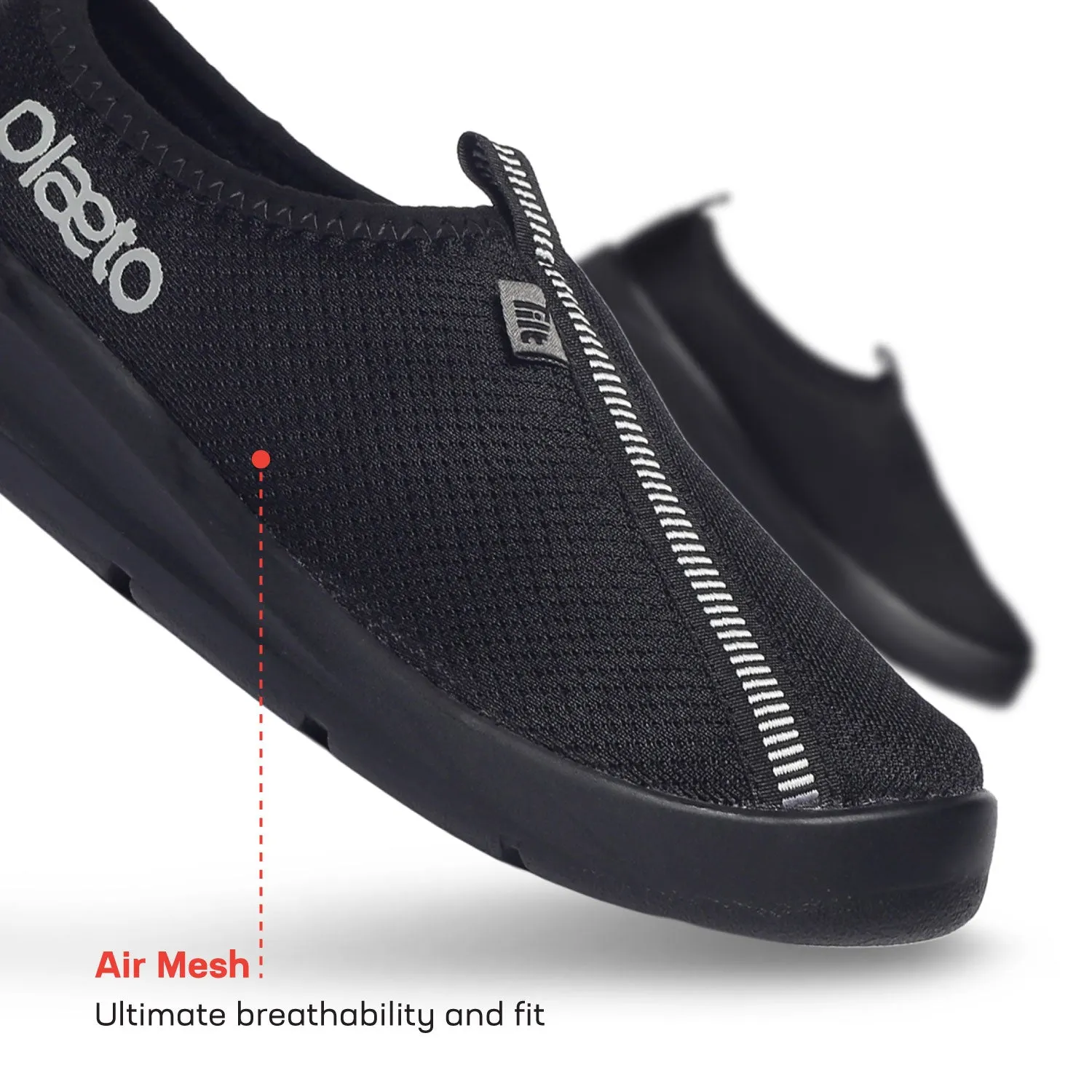 EZPlay Slip Ons for Women-Black Slip-on Suede Shoes