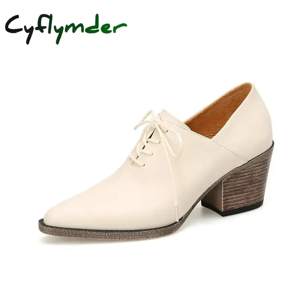 Alexander Mcqueen Loafers Cyflymder New Spring Genuine Leather Women Shoes Pointed Toe Women Pumps Fashion High Heel Loafers Shoes for Women Chunky Heel Shoes Black