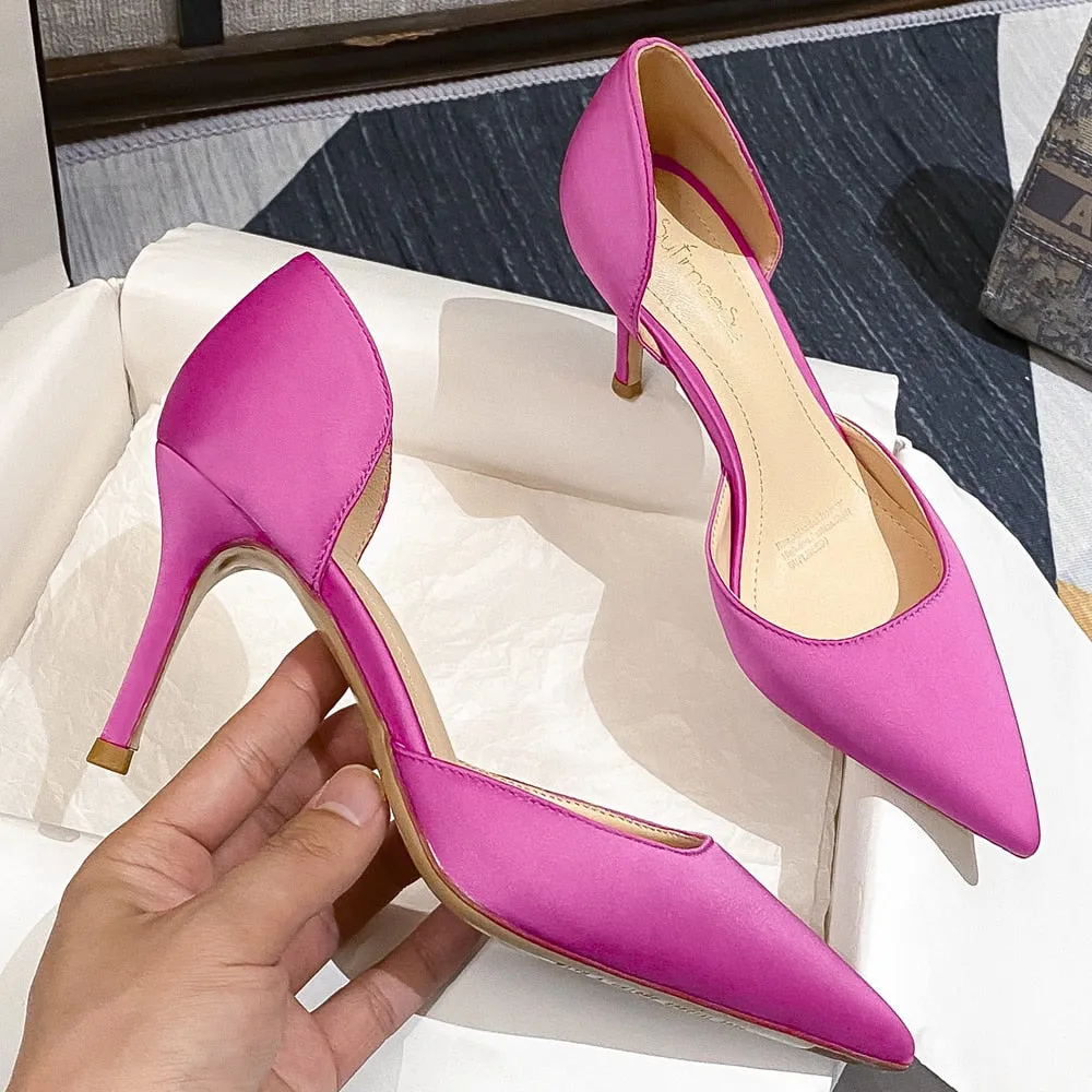 Designer Newest Pumps Sweet Pointed Toe Slip-on Wedding Office Silk Handmade Georgia Work Boots