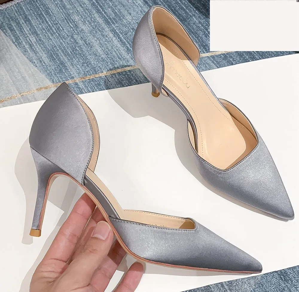 Made In America Work Boots Designer Newest Pumps Sweet Pointed Toe Slip-on Wedding Office Silk Handmade