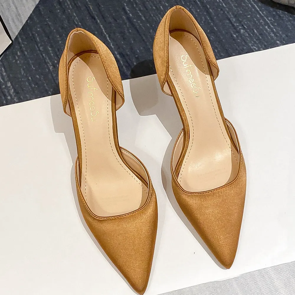 Designer Newest Pumps Sweet Pointed Toe Slip-on Wedding Office Silk Handmade American Heritage Work Boots