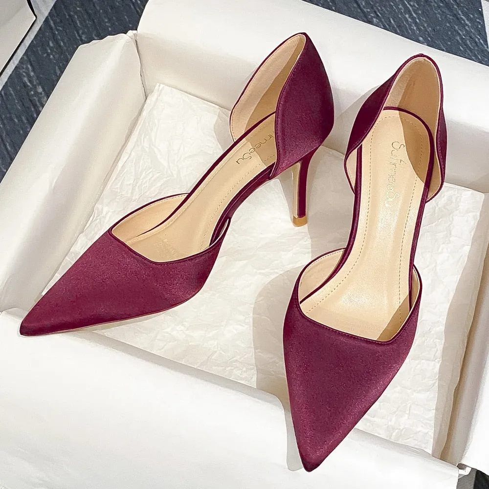 Mammoth  Designer Newest Pumps Sweet Pointed Toe Slip-on Wedding Office Silk Handmade