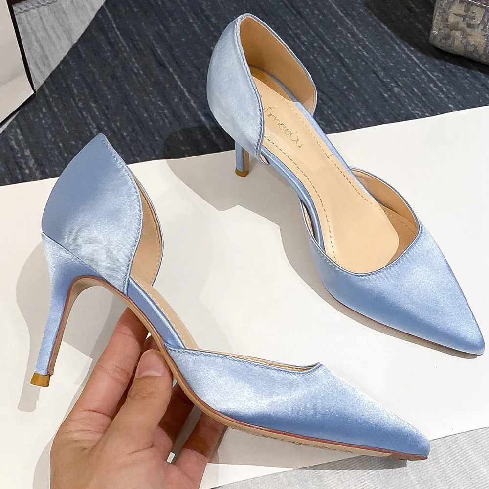 Work Boots For Working On Concrete Floors Designer Newest Pumps Sweet Pointed Toe Slip-on Wedding Office Silk Handmade