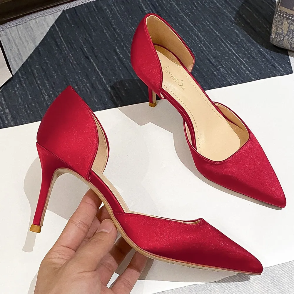 Designer Newest Pumps Sweet Pointed Toe Slip-on Wedding Office Silk Handmade Best Insoles For Work Boots Uk