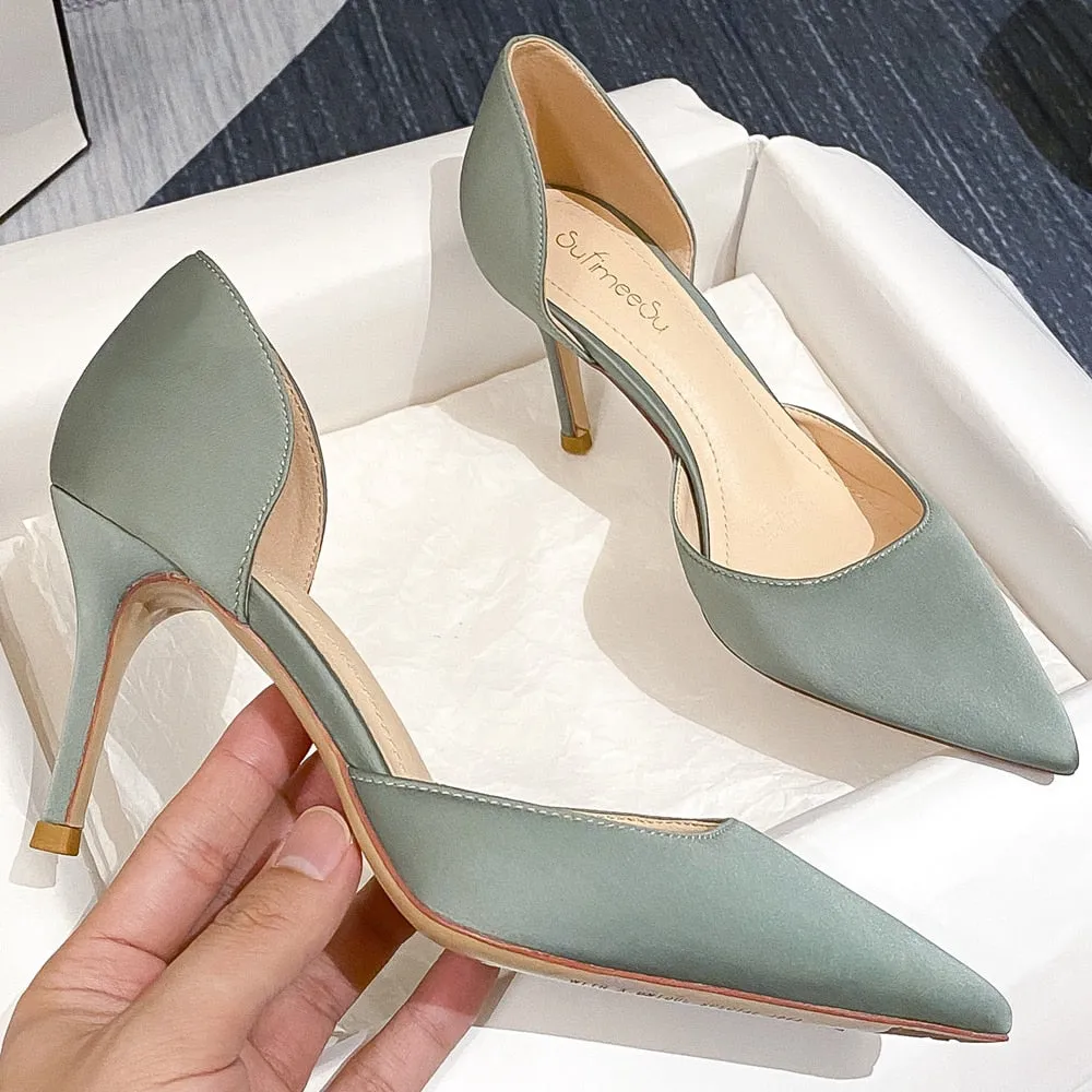 Designer Newest Pumps Sweet Pointed Toe Slip-on Wedding Office Silk Handmade Best Work Boots For Lower Back Pain