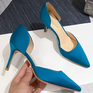 Elastic Work Boots Designer Newest Pumps Sweet Pointed Toe Slip-on Wedding Office Silk Handmade