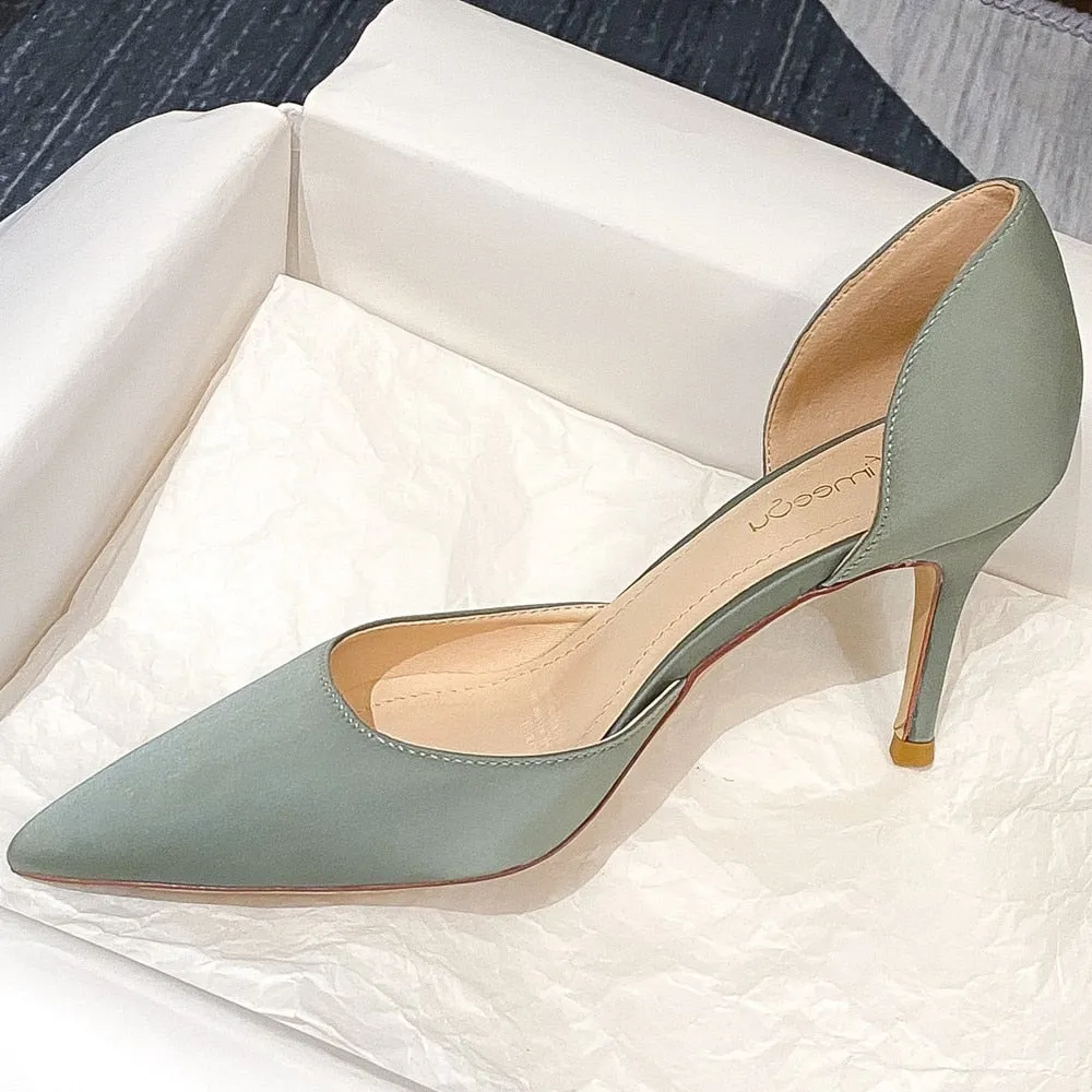 Designer Newest Pumps Sweet Pointed Toe Slip-on Wedding Office Silk Handmade Comfortable Work Boots Slip On