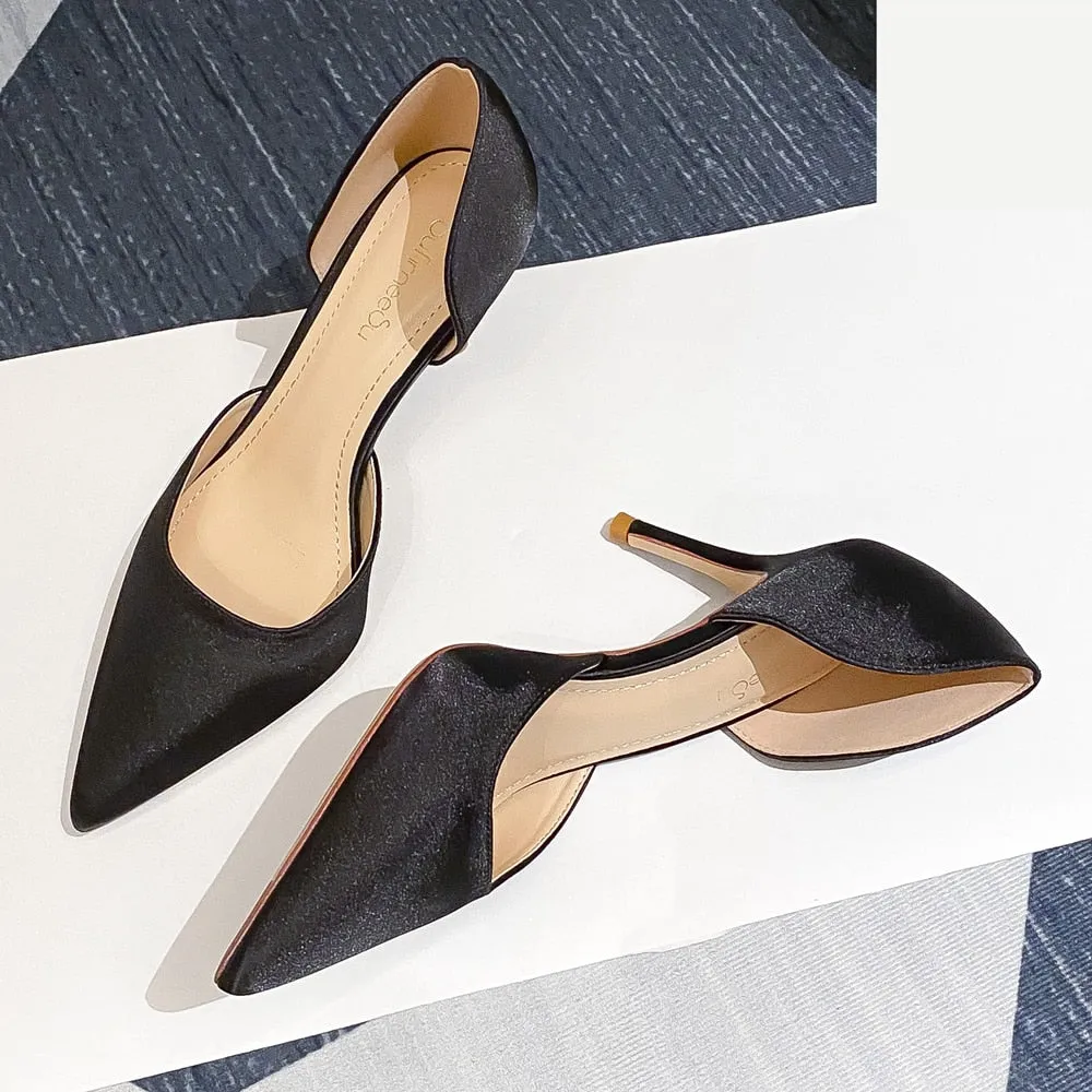 Designer Newest Pumps Sweet Pointed Toe Slip-on Wedding Office Silk Handmade Best Leather Work Boots