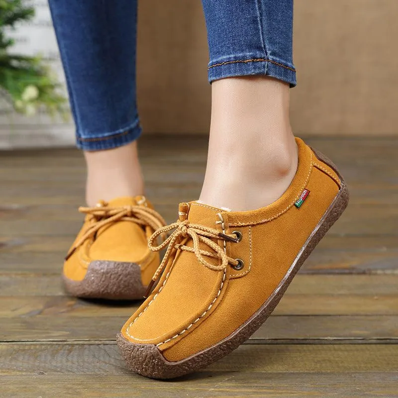 Flat Shoe Square Shoe Molding Lace-up Flat Shoes Sneakers Women