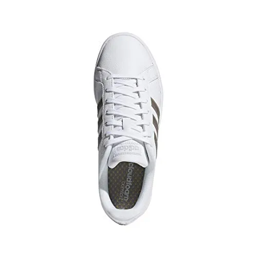 Adidas Predator Indoor Soccer Shoes adidas Women's Grand Court Tennis Shoe, White/Platino Metallic/White, 7 M US