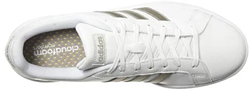 adidas Women's Grand Court Tennis Shoe, White/Platino Metallic/White, 7 M US Adidas Code Chaos Golf Shoes