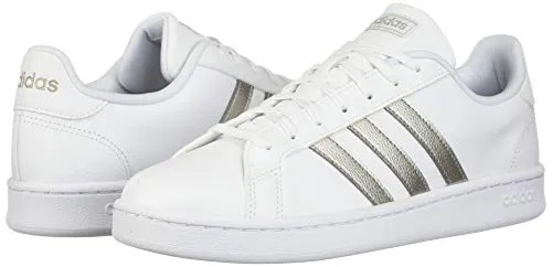 adidas Women's Grand Court Tennis Shoe, White/Platino Metallic/White, 7 M US 4d Adidas Shoes