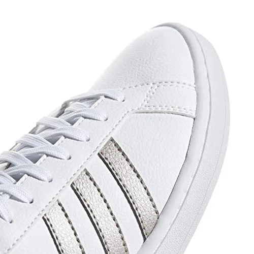 Terrex Adidas Shoes adidas Women's Grand Court Tennis Shoe, White/Platino Metallic/White, 7 M US