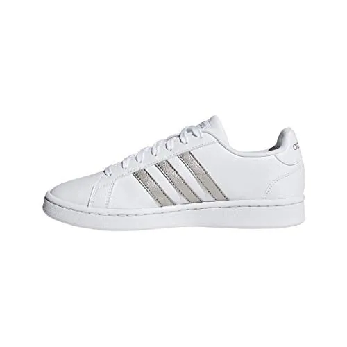 adidas Women's Grand Court Tennis Shoe, White/Platino Metallic/White, 7 M US Swift Run Running Shoe Adidas