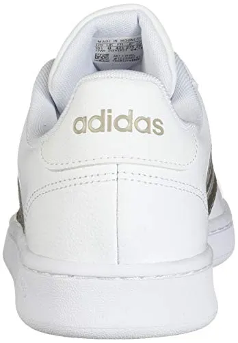 Best Casual Shoes Adidas adidas Women's Grand Court Tennis Shoe, White/Platino Metallic/White, 7 M US