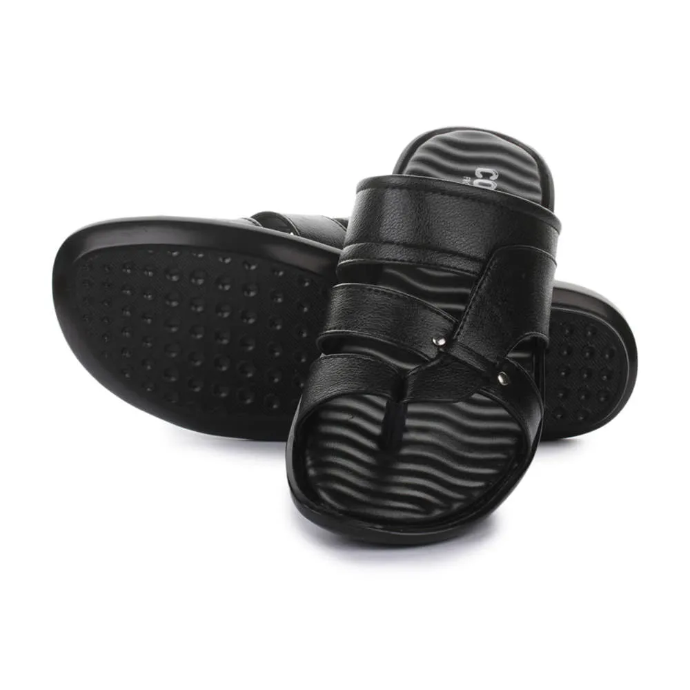 Natural Slippers Coolers Casual Black Slippers For Men TRL-113 By Liberty