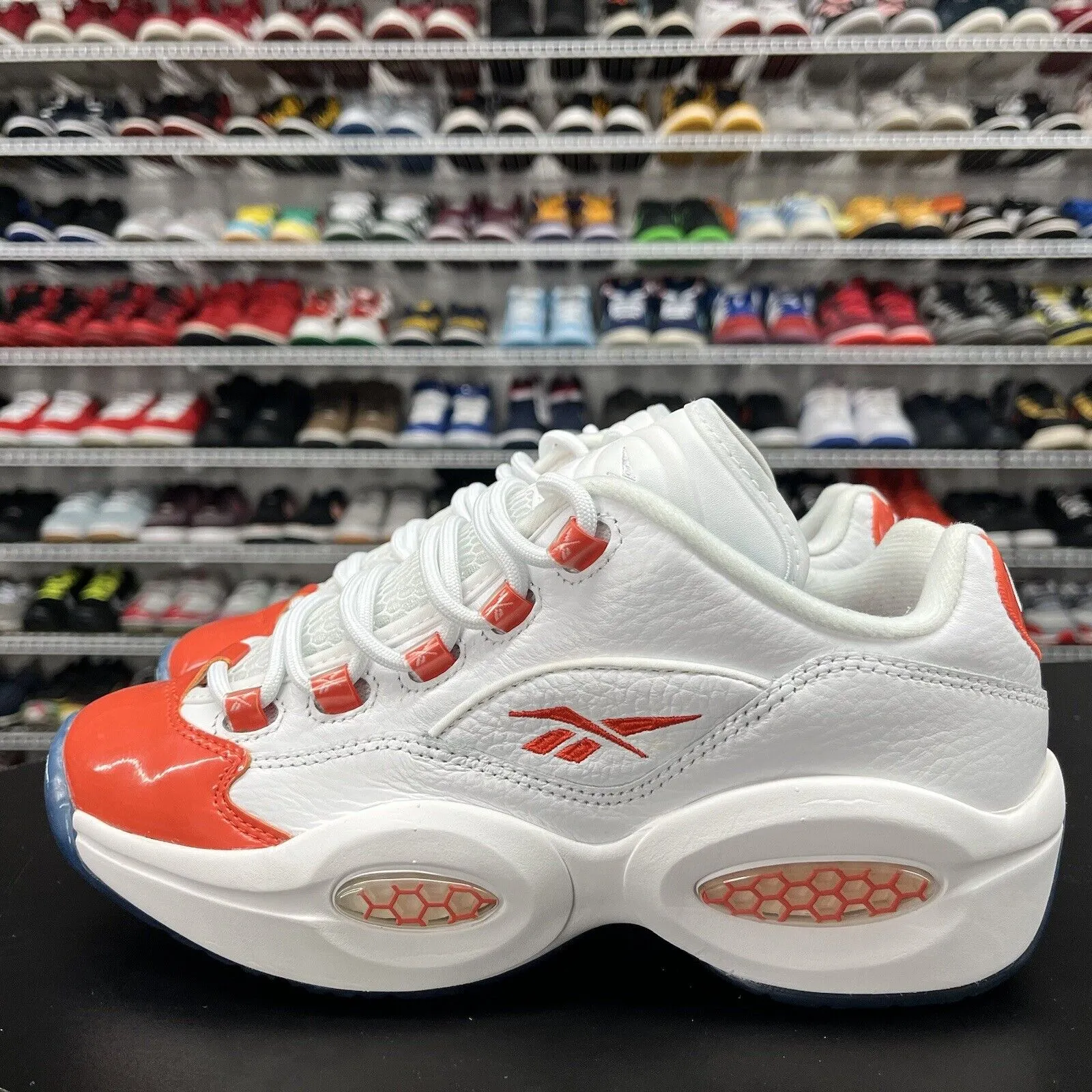 Reebok Question Low Patent Leather Toe Orange GS FY2344 Youth Size 7 Sneakers Tommy Hilfiger