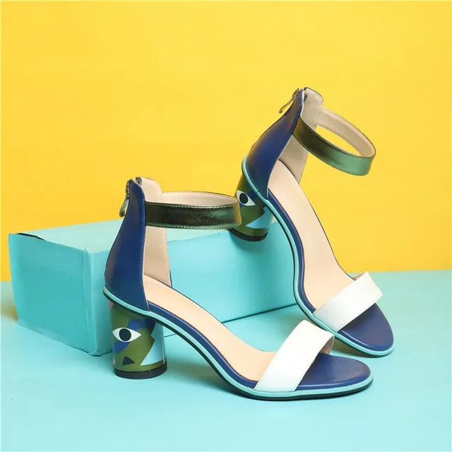 FEDONAS 2020 Women Sandals Prints High Heels Summer Party Wedding Shoes Microfiber Woman Sexy Peep Toe Heels Pumps New Sandals Hotel Sandals Montego Bay