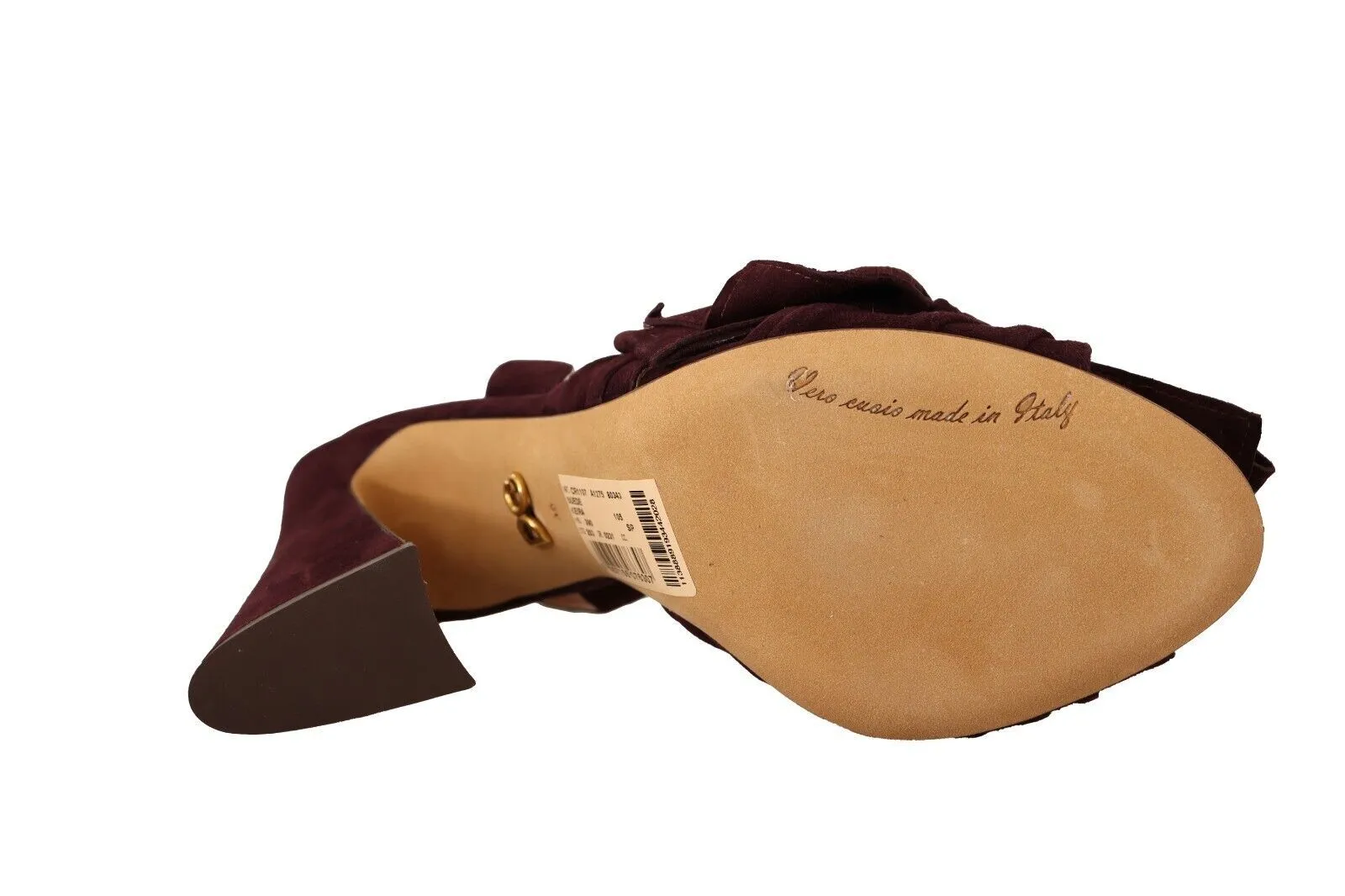 Dolce & Gabbana Dark Purple Suede Ankle Strap Sandals Shoes Women's Sandals