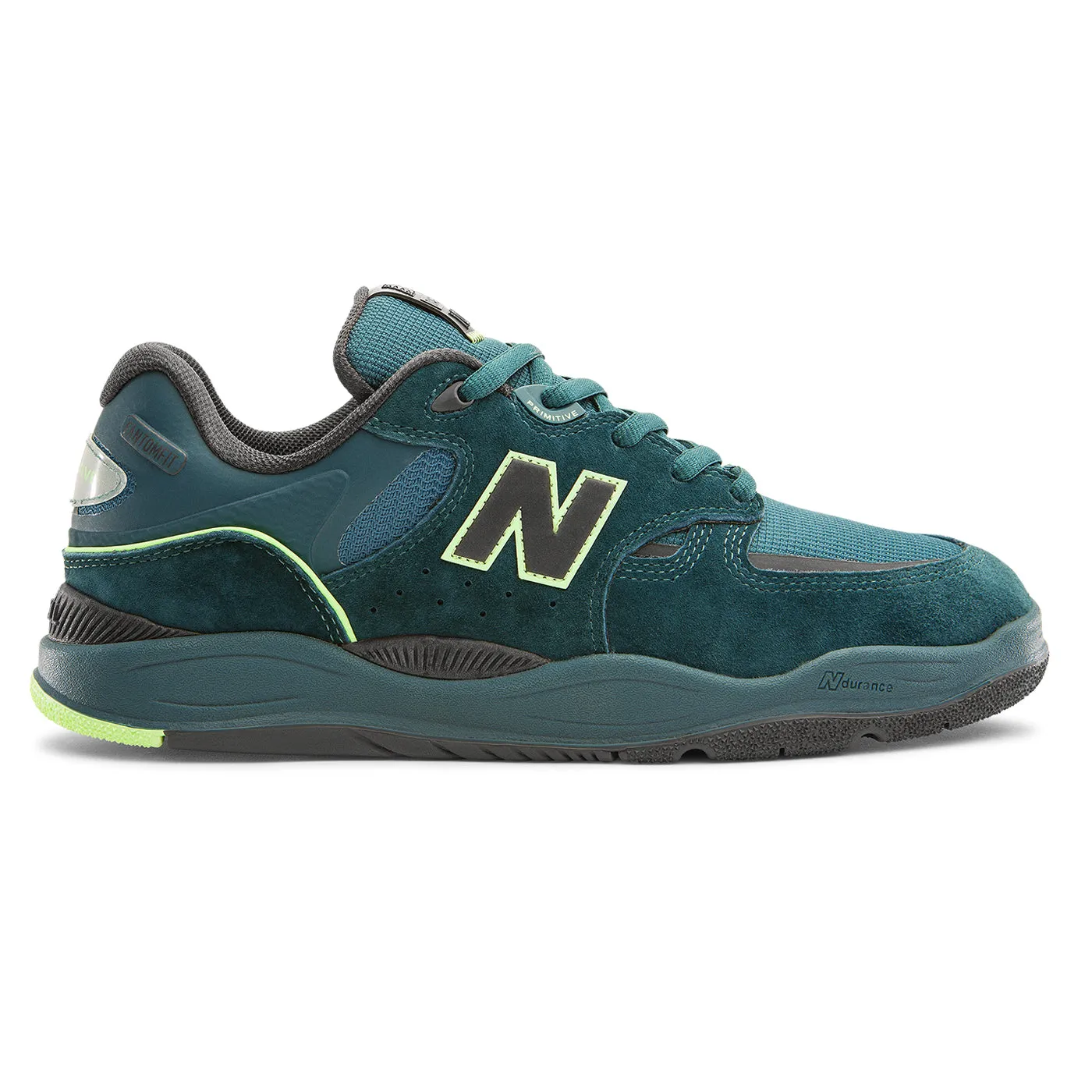 Brown 327 New Balance New Balance Numeric 1010 Tiago x Primitive Shoes - Deep Teal / Lime Green