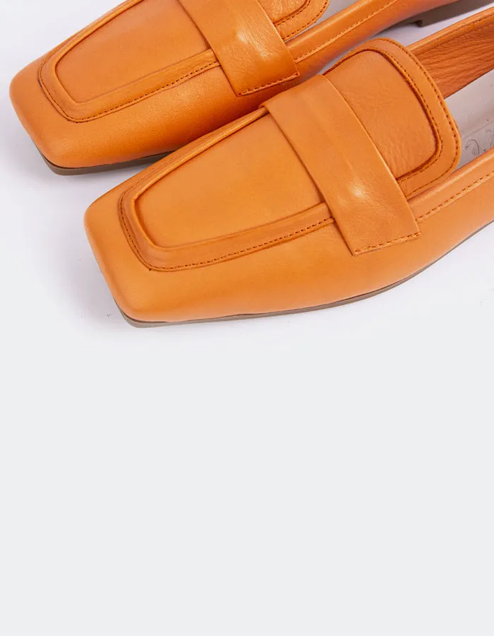 Brescia Orange Leather Loafers Size 11