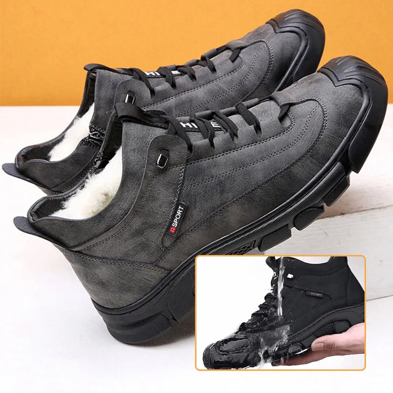 Retro High Top Sneakers Men's Faux Wool Lining Leather Sneaker