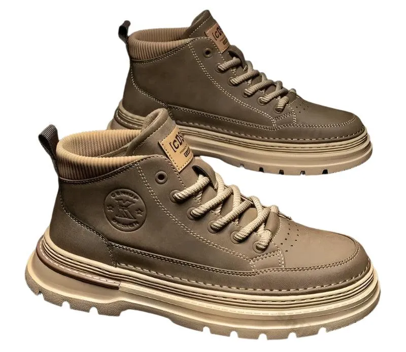 Men's Retro Leather Casual Shoes Comfortable Ankle Boots for Work & Daily Wear Cyber Monday Deals Work Boots