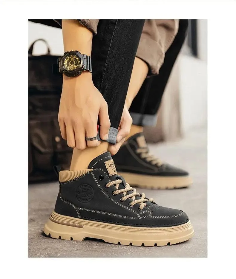 Sierra H2o Waterproof Work Boots Men's Retro Leather Casual Shoes Comfortable Ankle Boots for Work & Daily Wear