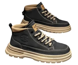 Men's Retro Leather Casual Shoes Comfortable Ankle Boots for Work & Daily Wear Most Comfortable 8 Inch Work Boots