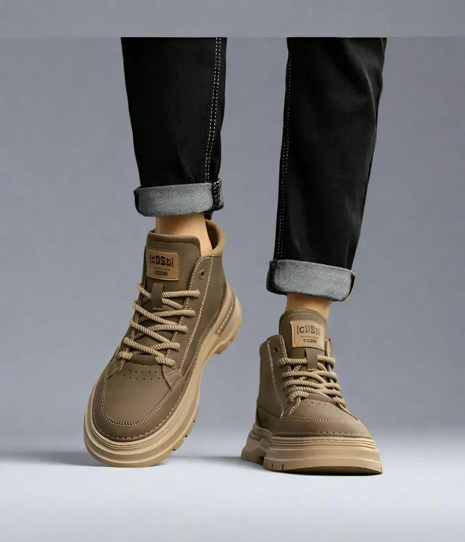 Men's Retro Leather Casual Shoes Comfortable Ankle Boots for Work & Daily Wear Best Work Boots For Cement Floors