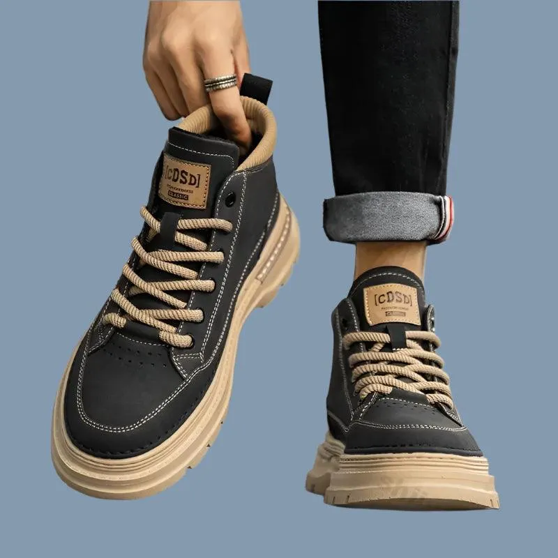 Work.boots Men's Retro Leather Casual Shoes Comfortable Ankle Boots for Work & Daily Wear