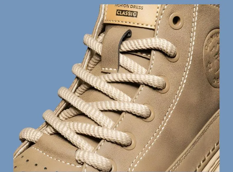 Insulated Work Boots For Cold Weather Men's Retro Leather Casual Shoes Comfortable Ankle Boots for Work & Daily Wear