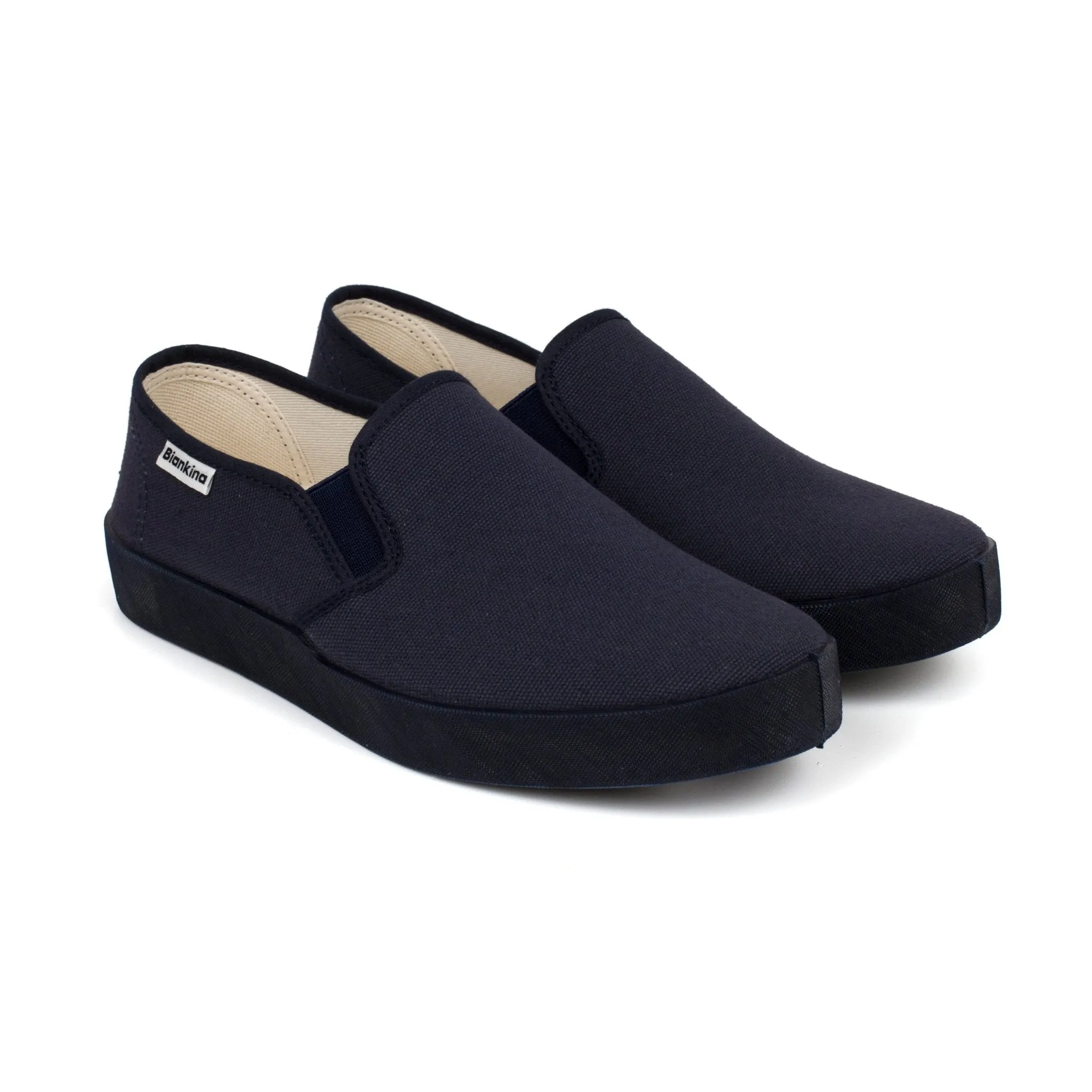 Barcelona Organic Cotton Canvas Slip Ons - Navy Blue Jm Sneakers