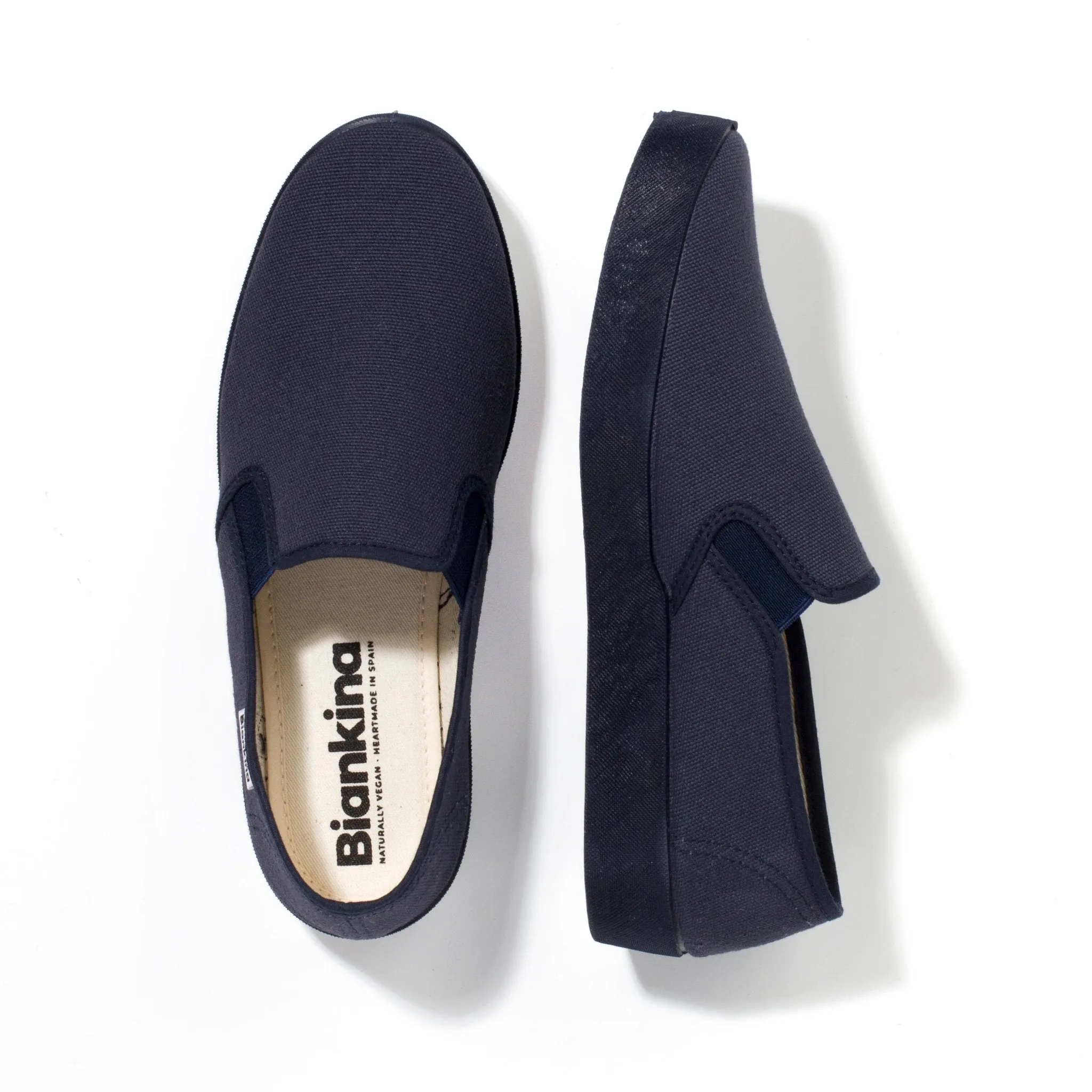 Trump Sneakers For Sale Barcelona Organic Cotton Canvas Slip Ons - Navy Blue