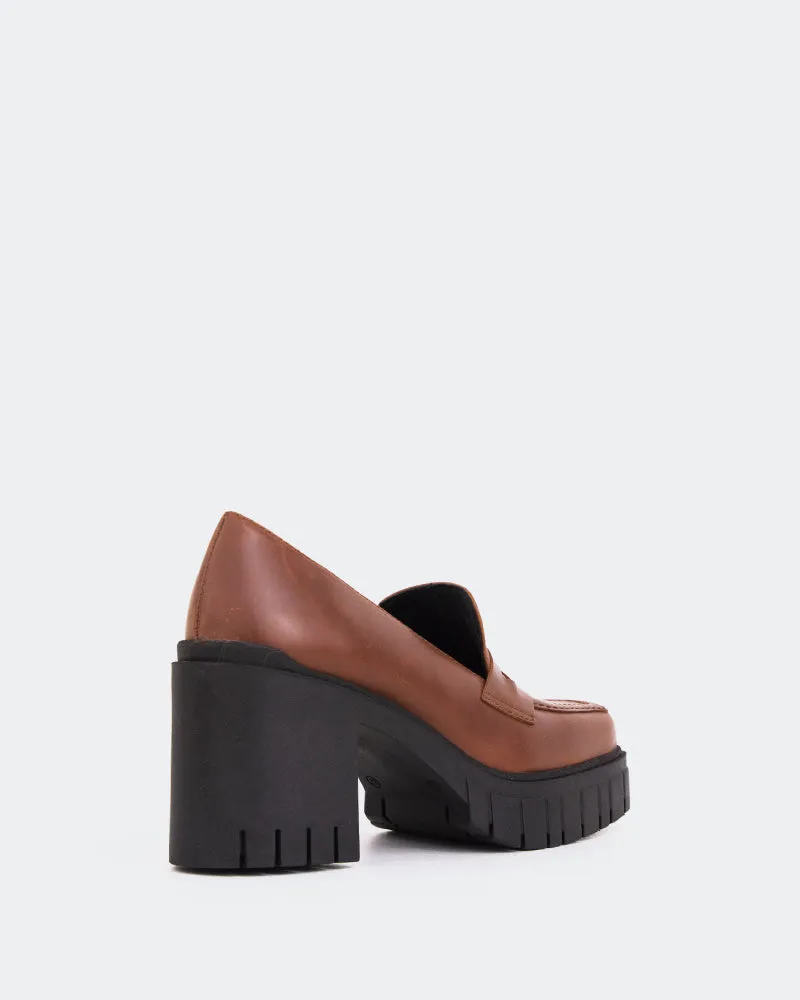 Hugo Tan Leather Almond Toe Loafers