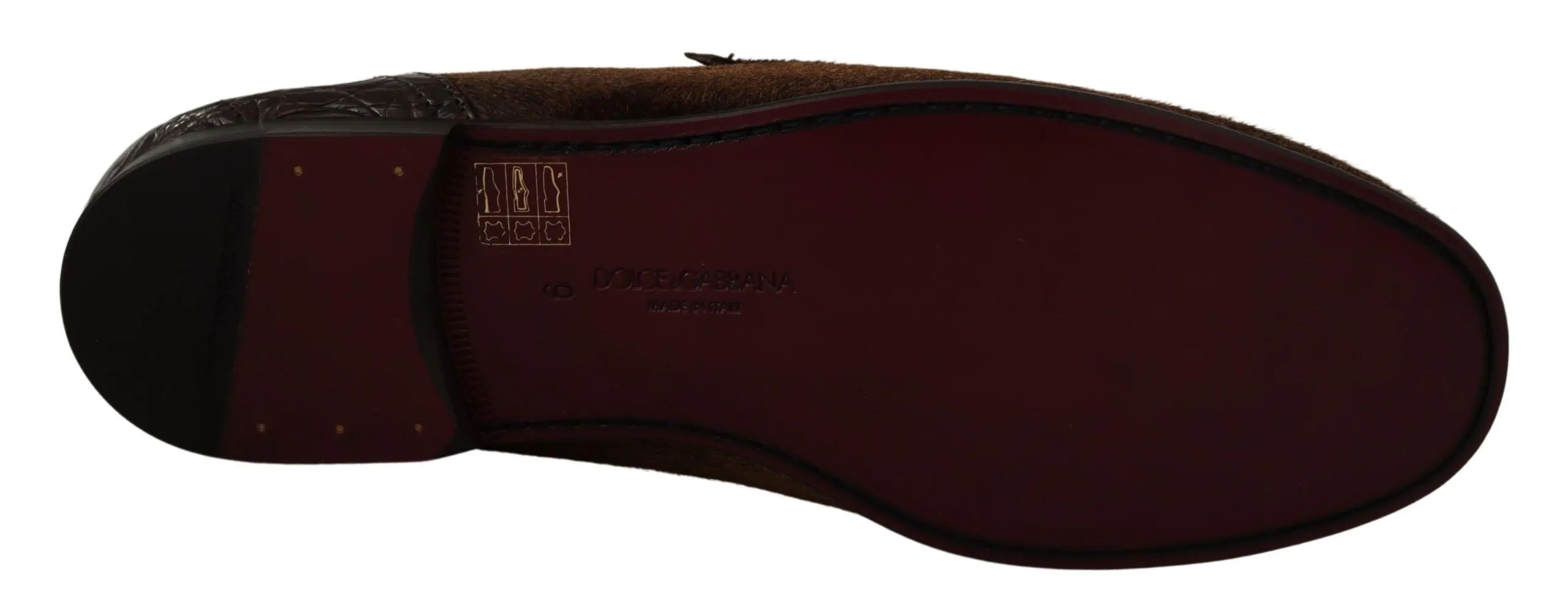 Dolce & Gabbana Elegant Brown Caiman Leather Loafers L V Loafers