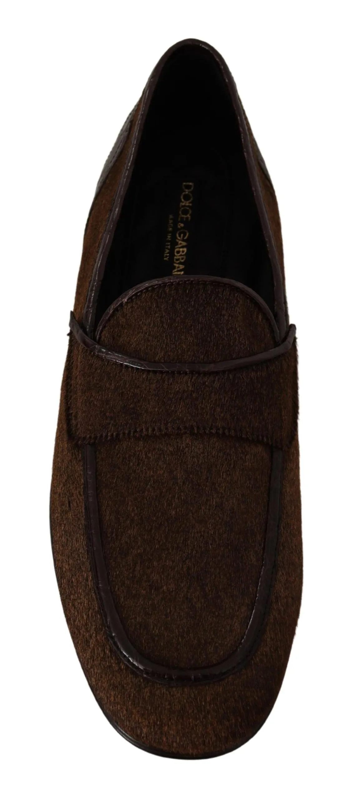Top Sider Loafers Dolce & Gabbana Elegant Brown Caiman Leather Loafers