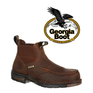 Work Boots With Defined Heel GEORGIA BOOT Men's Athens Chelsea 5 Inch Waterproof GB00156