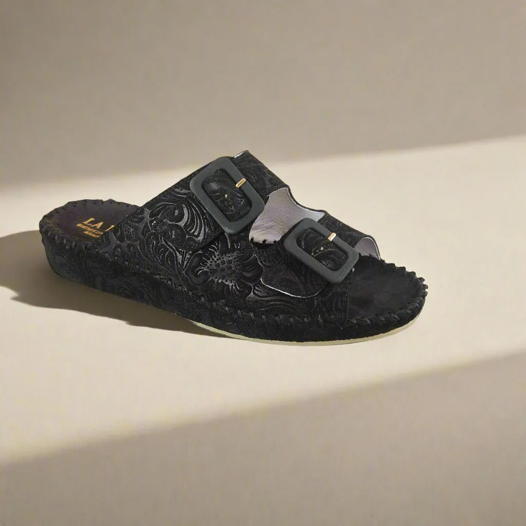 Eric Michael - Jen Tooled Nubuck Sandals With Ankle Straps