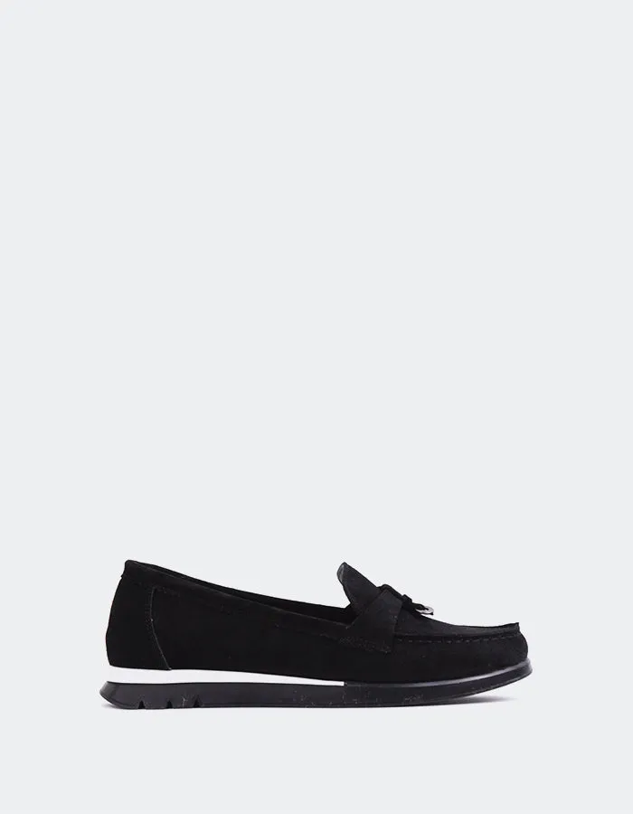 Everlane Black Suede Square Toe Loafers