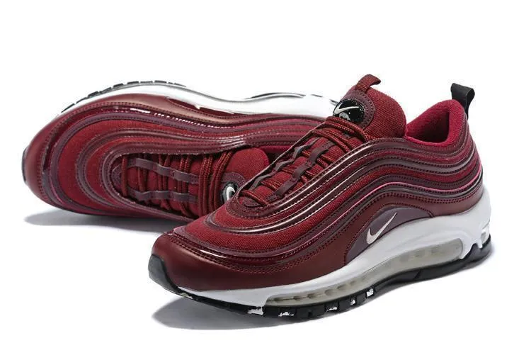 Nike Air Max 97 Wine Red White Shoes !!! CYBER MONDAY SALE !!! Similar Shoes To Asics